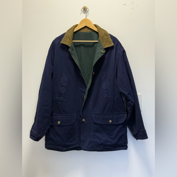 Vintage Reversible Barn Coat with Leather and Corduroy Collar - Size Mens Medium - Picture 9 of 11